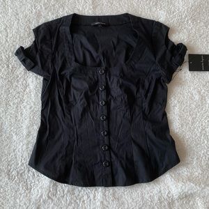 Open Shoulder Button Down
